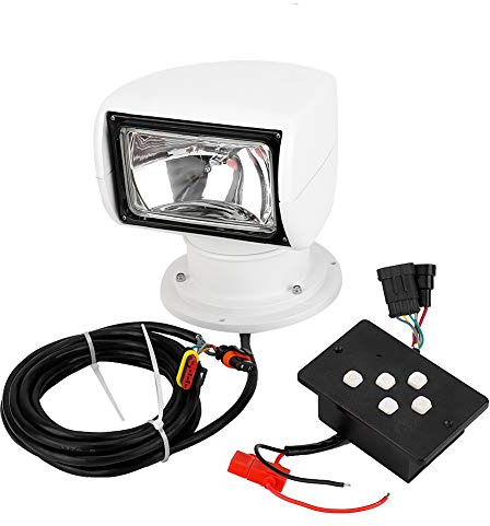 LED Search Light 12V 100W Rotating Remote Control LED Spot Light 2500LM 3200K Emergency Construction Spotlights Marine Searchlight for Car SUV Boat Truck Garden Outdoor Camping