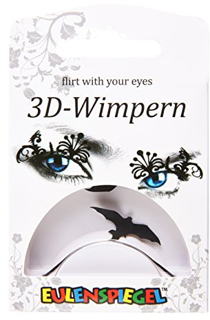 Eulenspiegel - Künstliche Papier-Wimpern Fledermaus Schwarz | Auffälliges Fledermaus-Motiv inkl. 1 ml Spezial-Wimpernkleber und Anleitung, für Halloween & Mottopartys