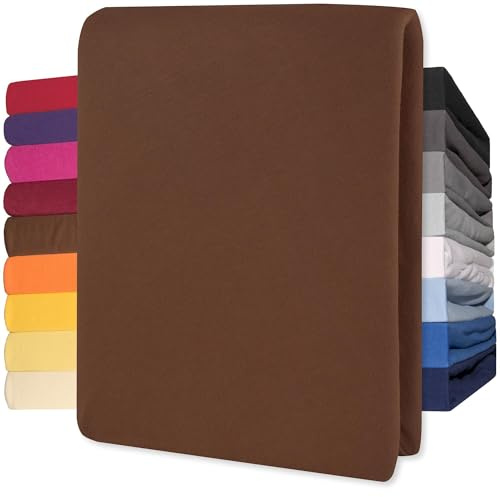 CelinaTex Jersey Topper Spannbettlaken Lucina 180x200-200x200cm Schoko braun 100% Baumwolle gekämmt bis 12cm Matratzenhöhe Spannbettbezug, Leintuch, Bettlaken, elastisch, Strech, Oeko-Tex