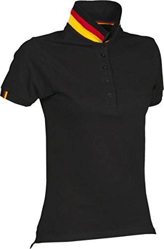 S.B.J - Sportland Damen Poloshirt Deutschland, schwarz, Gr. S