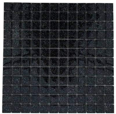 Glasmosaikfliesen Schwarz mit Glitzer Effekt Mosaik Matte Glänzend 30x30 Bordüre Fliesen M522