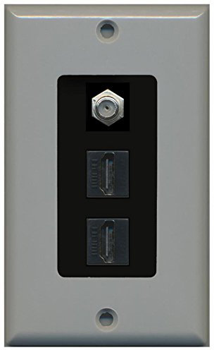 Riteav – 2 porte HDMI 1 cavo coassiale tv- F-Type piastra decorativa Gray Surround with Black Insert