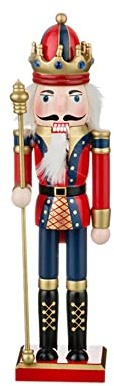 O-Toys Wooden Nutcracker Ornaments Christmas Decoration Figures Puppet Home Decor (12 Inch, Scepter)
