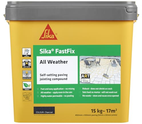 Sika FastFix Self-Setting Paving Jointing Compound, Charcoal, 15kg, 17 sq.m | All Weather Application – Ready To Use – No Mixing Required