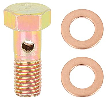 X AUTOHAUX Hohlschraube M8x1,0mm Bronze 1Stk Für Auto Motorrad Metall | Für Sportbike, Roller, 24x13mm, Sechskantkopf, Einfache Installation, Inklusive 2 Stück Unterlegscheiben