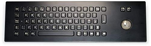 Stainless Steel IP65 Panel Mount Industrial Trackball Keyboard - Over Panel Black