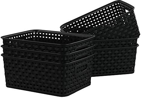 Kiddream Small Woven Basket, Plastic Cupboard Storage Basket Set of 6