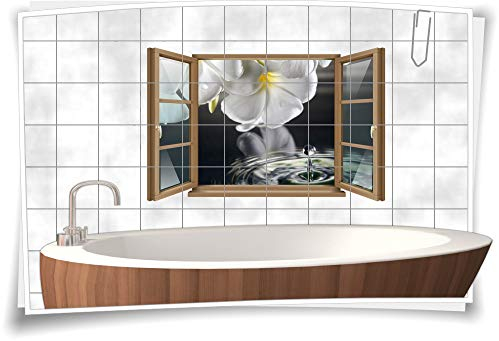 Medianlux Wand-Tattoo Wand-Bild Fenster SPA Wellness Entspannung Wasser Orchidee Deko Wohnzimmer Küche Aufkleber Folie Digitaldruck, 90x58cm, 15x20cm (BxH) wb22fb96-110494