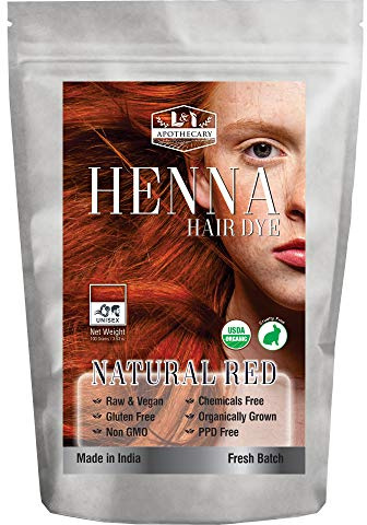 L&I Apothecary Organic Natural RED Henna Hair Dye - USDA Certified Organic, All Natural Plant-based, Gluten Free, Cruelty Free Hair Color for Natural Hair Conditioning
