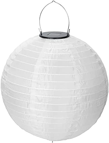 Lampions Außen Wetterfest Solar Laterne Gartenlaterne (Weiß, 10 inch) | Nylon Hängende Lampions zur Dekoration Papierlampions Für Drinnen & Draußen, Wasserdicht, Outdoor, Hochzeit, Fest