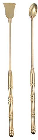 Amosfun Weihrauch Werkzeuge Set - Kupfer Löffel und Schaufel für Brenner, Yoga, Meditation - 1 Set 2 Stück (Golden)