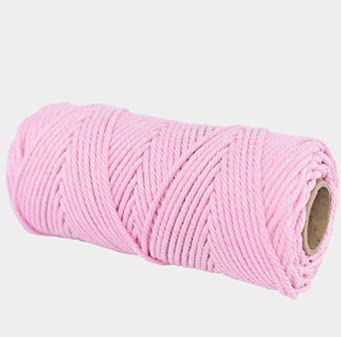 WEDSA 4mm 100% Baumwollkordel Bunte Kordel Seil Beige Twisted Craft Makramee String DIY Heimtextilien Hochzeit Dekorative Versorgung 110 Yards-Hellrosa