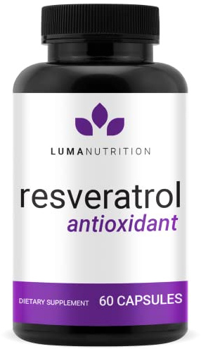 Luma Nutrition High Purity Resveratrol Supplement - 98% Trans-Resveratrol - Antioxidant - Resveratrol Capsules - Vegan & Gluten-Free - 60 Capsules