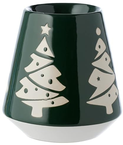 Puckator Christmas Tree Glazed Oil Burner - Green Coloured - Stoneware - Living Room Accessories - Wax Liquidizer - Oil Burners For Essential Oils - Wax Burners - Wax Melt Holder - Room Fragrance