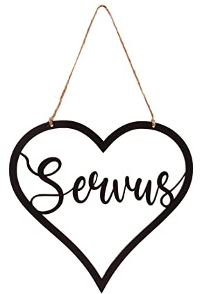 Bergliebe Wandhänger Herz Servus | Acryl | Wanddeko | Dekoschild | Garten | schwarz ca. 25,5 x 25 cm Pohmer Design