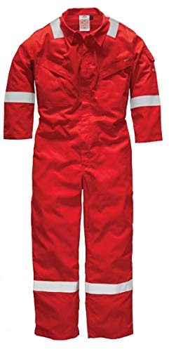 Dickies Flame Retardant Boilersuit Pyrovatex Lightweight Coverall Hi Visibility REGULAR 30'' LEG Red FR5401 (40R)