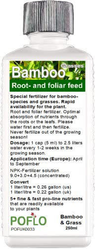 POFLO Bamboo Liquid Fertilizer HighTech NPK for bamboos and grasses, root/foliar - Professional Plant Food (250ml)