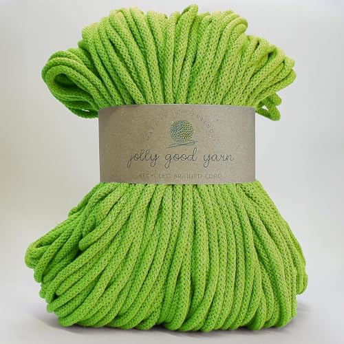 Jolly Good Yarn, geflochtenes Makramee-Seil, 5 mm, weiche recycelte Baumwolle, 100 m (500 g), Wand- und Pflanzenaufhänger, Textilschmuck, Dekorationen (Bicton Green)