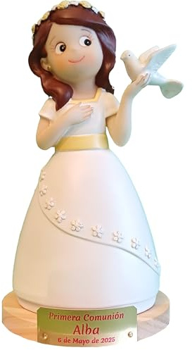 Figura para decoracion de tartas o pasteles de comunión niña PALOMA, Personalizada