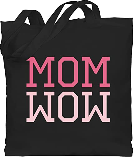 Baumwolltasche - Taschen - Mom Wow Mama Mutti Geschenk - Unisize - Schwarz - tasche zum muttertag mutter beutel muttertagsgeschenk von kindern mami jutebeutel geschenke für werdende mütter muddi