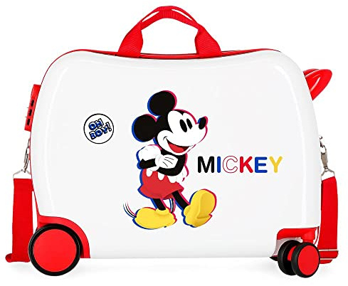 Disney Mickey 3D Kinderkoffer Weiß 50x38x20 cm Starres ABS Seitlicher Kombinationsverschluss 34L 1,8 kg 4 Rollen Handgepäck