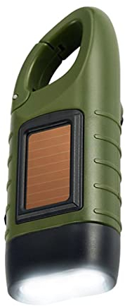 YUMILI Lampe de poche à manivelle - Lampe de poche solaire rechargeable - LED - Dynamo - Lampe d'urgence avec mousqueton - Pour le camping en plein air