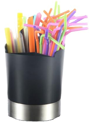 Porta Cannuccia Per Piano di Lavoro, Base in Acciaio Inox Dispenser Per Cannucce Forchette in Acciaio Inox Porta Cucchiaio Organizzatore Per Bar Caffetteria