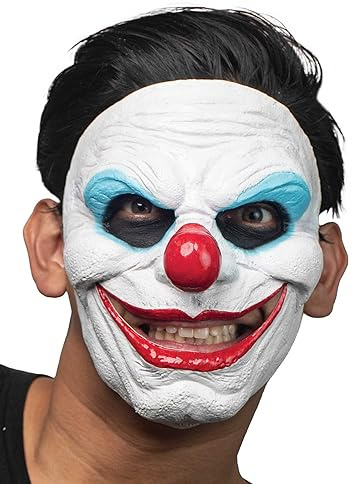 Maskworld Grinsender Horrorclown Maske des Grauens aus Latex - Erwachsenen Grusel Kostüm Halbmaske - ideal für Halloween, Karneval, Motto- & Grusel-Party