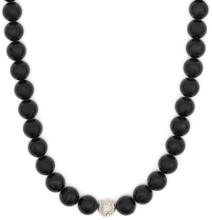 BERGERLIN Naturstein Perlenkette Damen Herren, 8mm, 925 Silber | Naturstein Perlenkette 8mm: Halskette Damen & Herren, 925 Silberperle, echte Heilsteine – vom deutschen Prüflabor bestätigt.