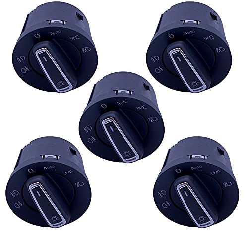 ZIxmix Car Headlight Switch 1PCS OEM Chrom Scheinwerfer Schalter Auto/Fit for Golf MK7 RLEITUNG Tiguan L Touran L 5GG 941 431 D 5GG9941431D Headlight Switch (Color : 5 PCS)
