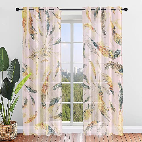 ENEN Modern Halbtransparent Bistrogardine, 2er Set Scheibengardinen, Schlaufengardinen Gardinen Küche Türgardine für Kleine Fenster Küche Wohnzimmer Landhaus (80x115cm,Fahne B)