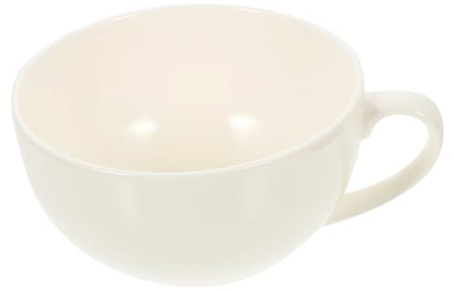 Cabilock Tasse à Lait Bol à Flocons D'avoine Tasse à Café Micro-ondable Avec Couvercle Récipient Alimentaire Pratique Bols à Soupe Avec Anse Céramique Bol De Petit Déjeuner Blanche Bureau