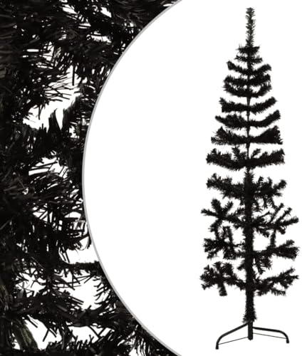 Home Outdoor OthersSchmaler künstlicher halber Weihnachtsbaum mit Ständer, schwarz, 120 cm