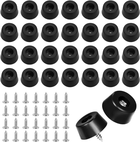 30pcs Small Round Rubber Feet with Stainless Washer and Screws, 15*12*19 | Chopping Boards Rubber Feet for Furniture Prevent the Cutting Board From Getting Damp, Warping, and Becoming Slippery