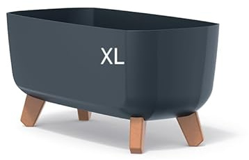 MELTOM Blumentopf Schale mit Füßen Einsatz Viereckig Kräutertopf Übertopf (Anthrazit, XL-400 Case)