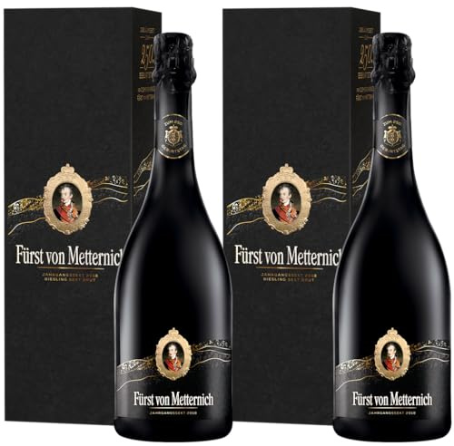 Fürst von Metternich Sonderedition in hochwertiger Geschenkverpackung (2 x 0,75 l) - Jahrgangssekt 2018 Riesling Brut b.A. Rheingau
