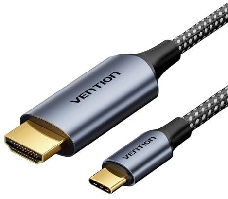 VENTION USB C auf HDMI Kabel 1m (4K@60Hz, 2K@120Hz, 1080P@144Hz), Typ C/Thunderbolt auf HDMI Kabel kompatibel mit iPad Pro/Air, iPhone 15 Serie, MacBook Pro/Air, Mac Mini, Galaxy S24/S23, usw.