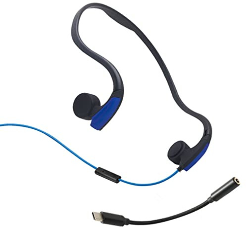LQZO Casque à Conduction osseuse Filaire (3,5 mm ou Type C), Oreillettes Ouvertes pour la Course à Pied, Le Sport, Le Fitness,Bleu