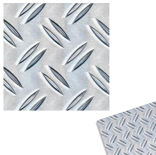 5 x siwitec Riffelblech alu 250 x 500 x 1,5 mm, Zuschnitt, Aluminium Platte, natur, Dünnes Blech, Tränenblech