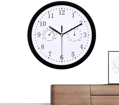 TABSIRAH 25 cm große Outdoor-Uhr wasserdicht mit Thermometer, Retro/Vintage, für Innen- und Außenbereich, Wanduhren für Garten, Terrasse, Pool, Wohnzimmer,