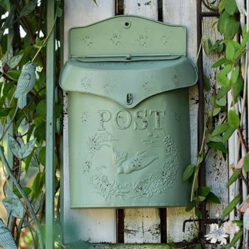ZYJIX Vintage Metall-briefkasten Zum Aufhängen An Der Wand Für Rustikale Retro-wohnkultur Im Freien – Eisen-Kunst-Garten-wanddekoration(Color:grün)