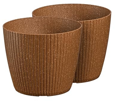 Tymar Übertopf, Blumentopf, 2er-Pack, Blumenübertopf, Kunststoff (Holz; ø 30 cm)