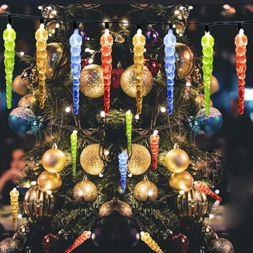 EONANT Weihnachten Eiszapfen Lichter, batteriebetriebene Meteor Dusche Eis Kronleuchter, wasserdicht Eis Regen Weihnachten Beleuchtung, Winter Party Baum festliche Dekoration. (Mehrfarbig, 40LED)