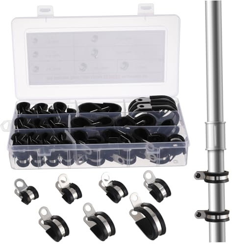 KITANDOVE Tube Clamp Kit 72 Pcs Metal Clamp R-Shape Hose Fasteners Automotive Line