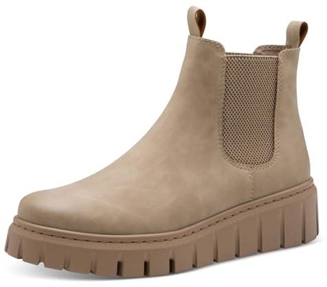 MARCO TOZZI Damen Chelsea Boots zum Schlupfen Plateau, Braun (Taupe), 38 EU