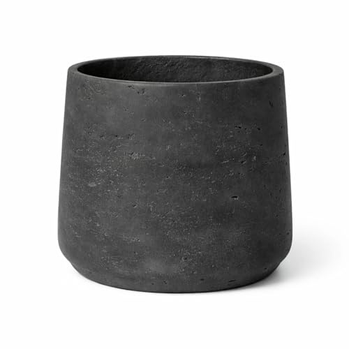 Finestgreen Patt Pflanzgefäß Schwarz L | Blumentopf für Innen- und Außenbereich, Frostfest, UV-Beständig, wasserdicht | Blumenkübel Betonoptik
