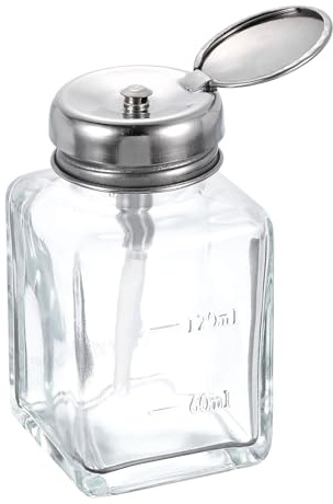 QUARKZMAN Lösungsmittel-Alkohol-Spender 120ml (4oz) Druckflüssigkeits-Spenderpumpe Flaschensprühkopf mit Kunststoffrohr und Aluminiumkern für Aceton-Politur-Entferner