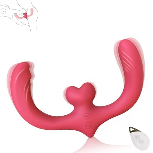 Jinqian Doppeldildo Vibrator mit Fernbedienung 7 Vibrationsmodi für G-punkt Vibration Klitorisstimulation Anal Vibratoren Paarvibrator Partner Sexspielzeug für Frauen,Lesben,Paare