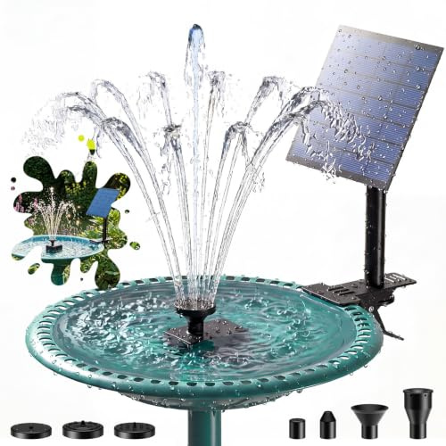 AISITIN Solarbrunnen für Draussen, Solar Springbrunnen für Außen mit Clips,2,5W Solar Gartenbrunnen mit 6 Sprüh Effekten,Springbrunnen Solar für Garten, Vogeltränke,Schwimmbäder, DIY Wasserspiel