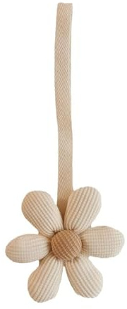 1 x beiger Blumen-Schnulleranhänger, modischer Schnuller-Halter, Ornament, hält Ihren Schnuller sicher und modisches Geschenk, weiches Stoff-Schnuller-Zubehör, 1 Stück